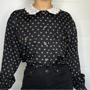 Vintage Deadstock Cottagecore Floral Lace Top | Medium
